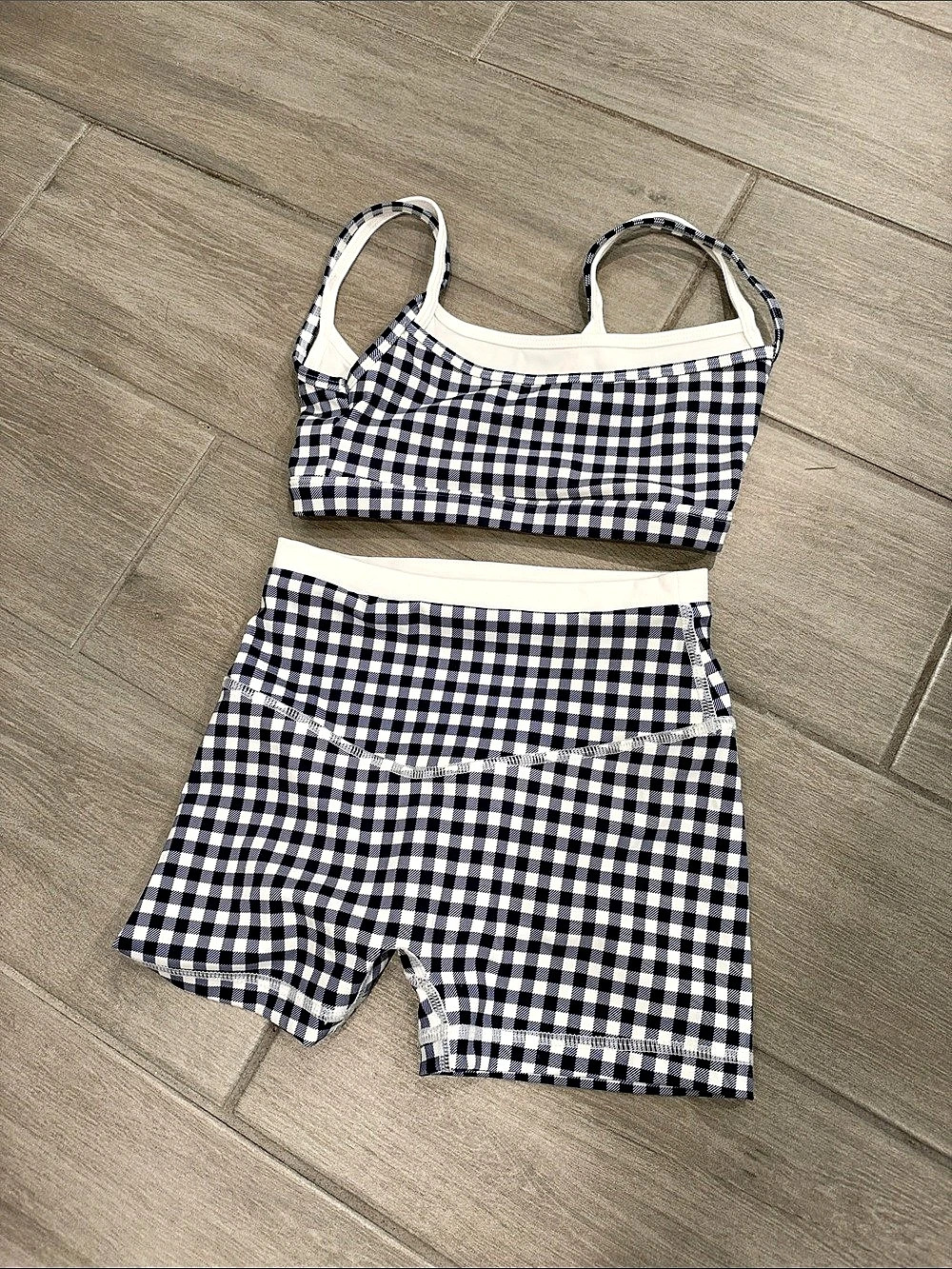 LA Dance Designs Gingham Matching Set in Blue & White